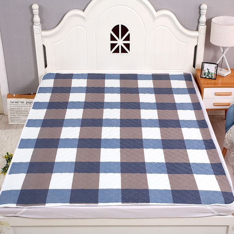 Washable Incontinence Bed Pad 100x150cm, 4-Layer Absorbent Waterproof Mattress Protector, Anti-Slip Back, Classic Blue Plaid, Daily Care For Seniors