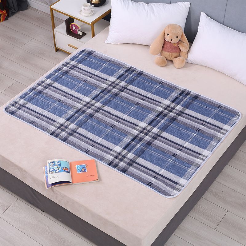 Reusable Waterproof Bed Pad 100x150cm, High Absorbency 4-Layer Design, Non-Slip Back, Sunny Blue Print, Bright Bedroom Decor