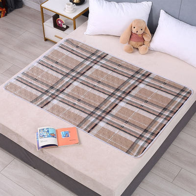 Reusable Incontinence Mattress Protector 100x150cm, Thick Absorbent Layers, Anti-Slip, Warm Sunny Coffee Print, Cozy Night Use
