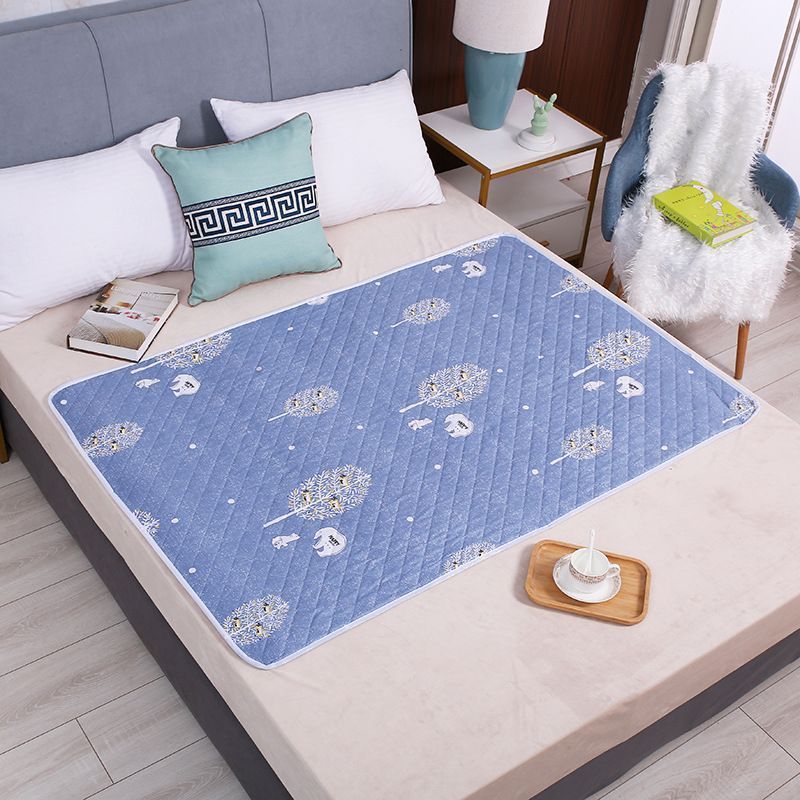 Washable Reusable Underpad 100x150cm, Leakproof 4-Layer Cushion, Slip Proof, Tree & Bear Cartoon Print, Cute For Family