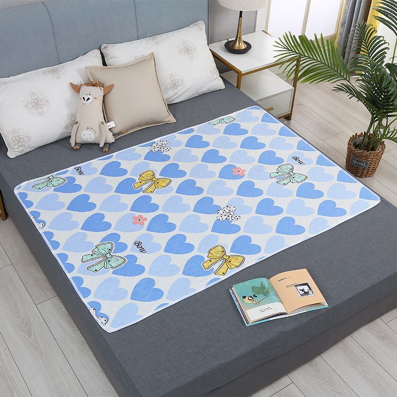 All-Absorb Incontinence Underpad 100x150cm, Anti-Slip Waterproof Back, Delicate Heart & Butterfly Print, Elegant Bedding