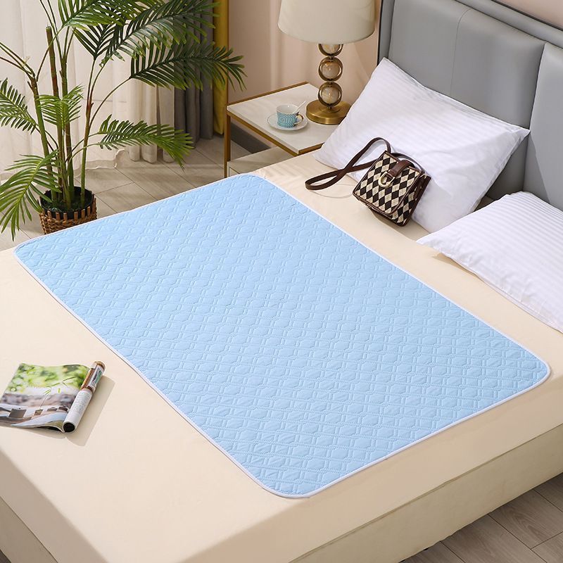Cool Touch Incontinence Bed Pad 100x150cm, Full Absorbent Waterproof Layers, Non-Slip, Pale Sky Blue Solid, Cool Summer Use