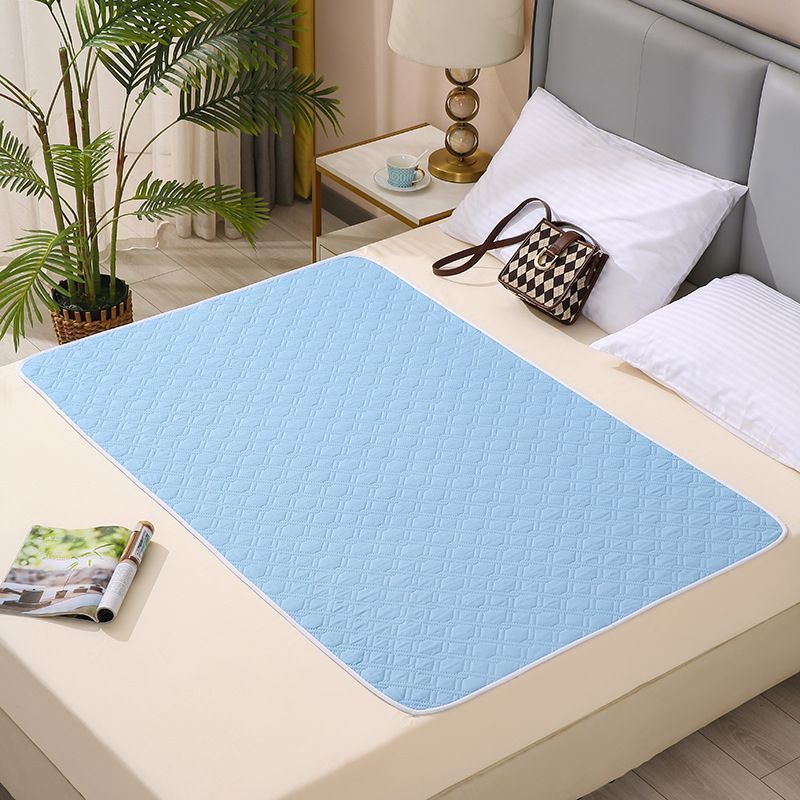 Deep Tone Reusable Mattress Protector 100x150cm, 4-Layer Liquid Lock, Anti-Slip, Luochuan Blue Solid, Calm Neutral Shade