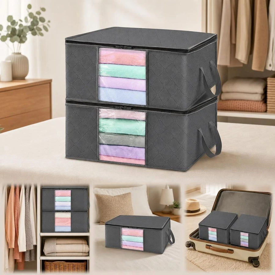 3 Pack 90L Extra Large Quilt Storage Bags Black Zipper, Hold Thick Heavy Winter Blankets