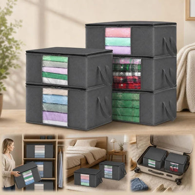 6 Pack 90L Dustproof Large Capacity Storage Bags Black Zipper, Multi-Bag For Big Household Tidying