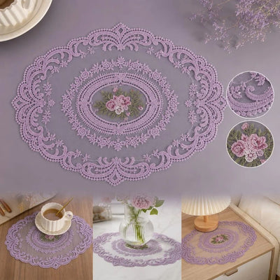 Small Sky Blue Mesh Embroidery Pad 21x27cm, Fresh Minimalist Desktop Liner For Retro Table Layout