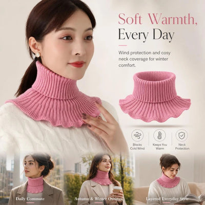 Sweet thick knitted mock neck snood, steady wind resistance, flexible women’s daily styling accessory, Pink
