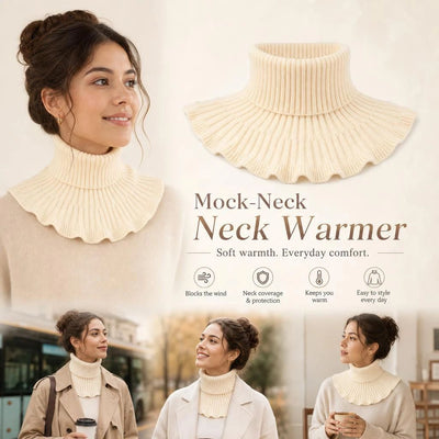 2-Pack thick off white soft knit neck warmers, reliable chill defence twin set for all outfit types
