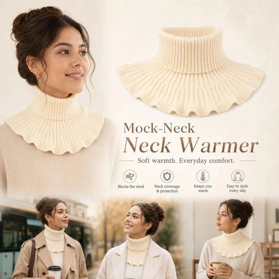 2-Pack thick off white soft knit neck warmers, reliable chill defence twin set for all outfit types