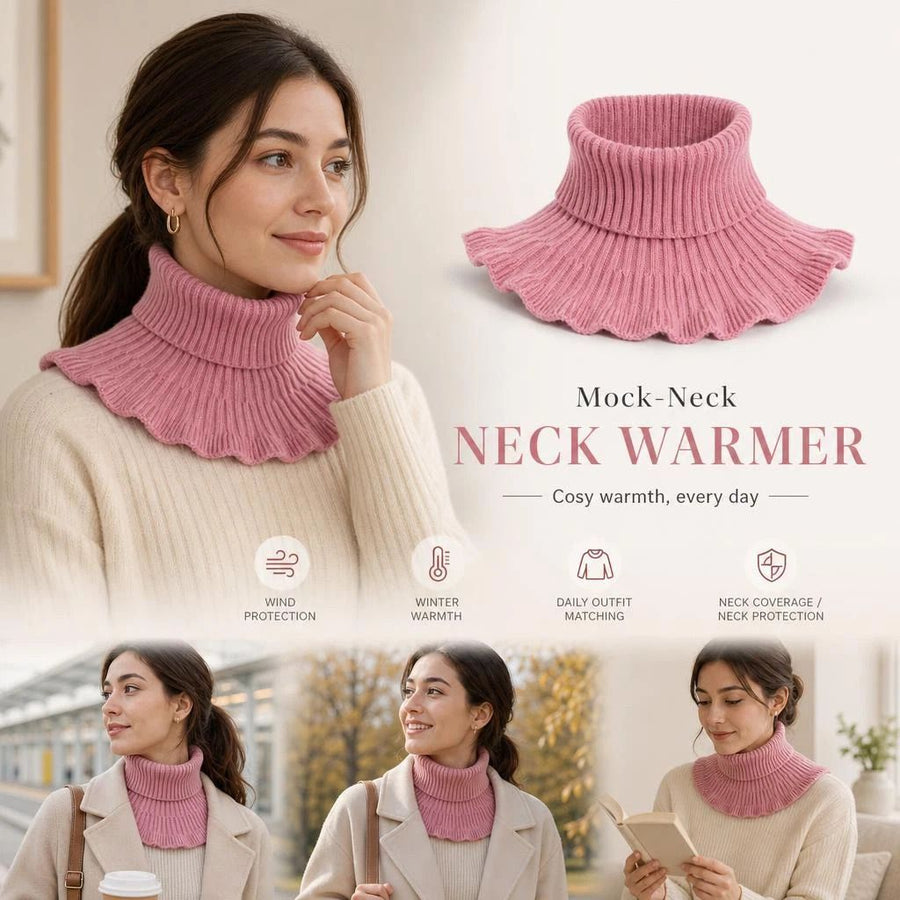 2-Pack thick pink sweet knitted mock neck snoods, consistent wind resistance dual styling pack