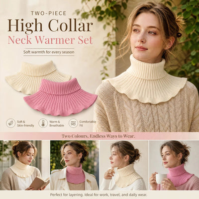 2-Pack Off White & Pink thick thermal neck protector set, soft sweet dual colour wind blocking layering snood