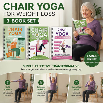 3 Pack Coil Bound Senior Chair Yoga Notebooks, Breathing Awareness, Stable Strength & All-Round Improvement Kits
