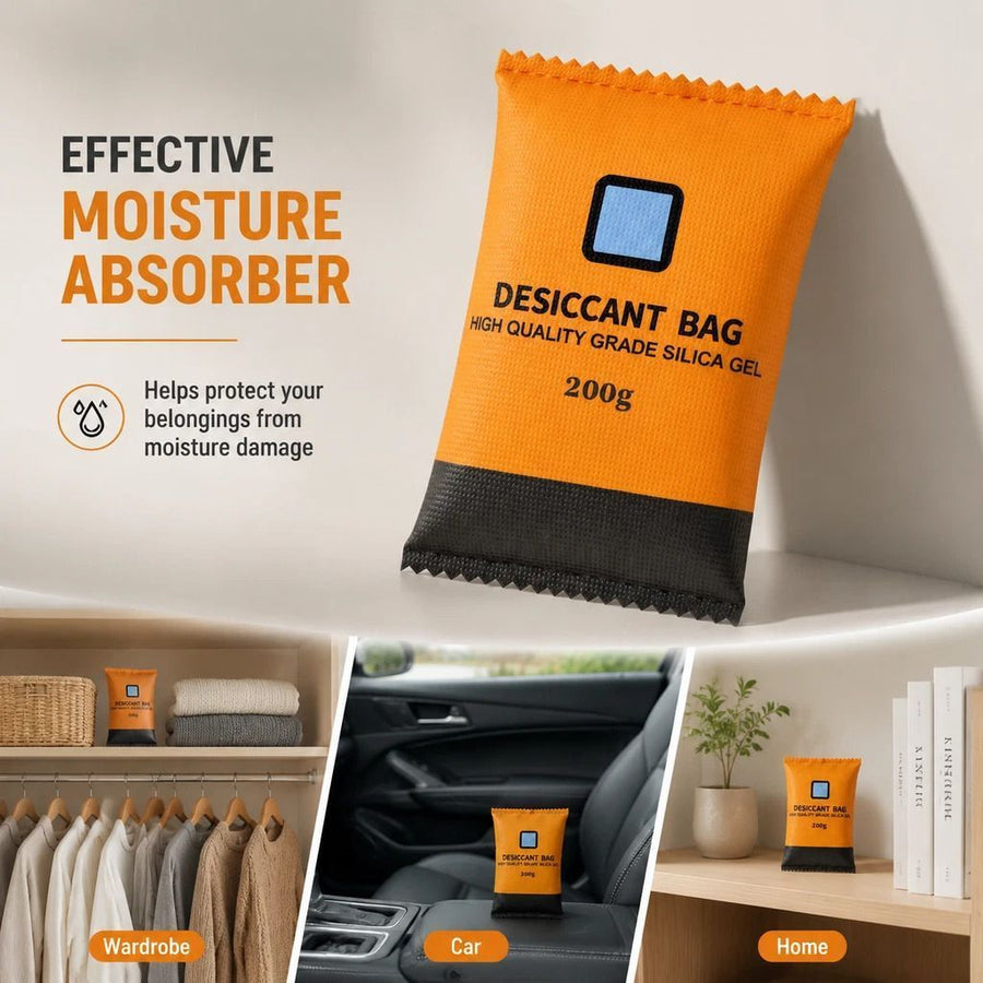 Colour Shift Silica Gel Dehumidifying Packets, Standard Orange Humidity Visible Desiccant, 200g Twin Set