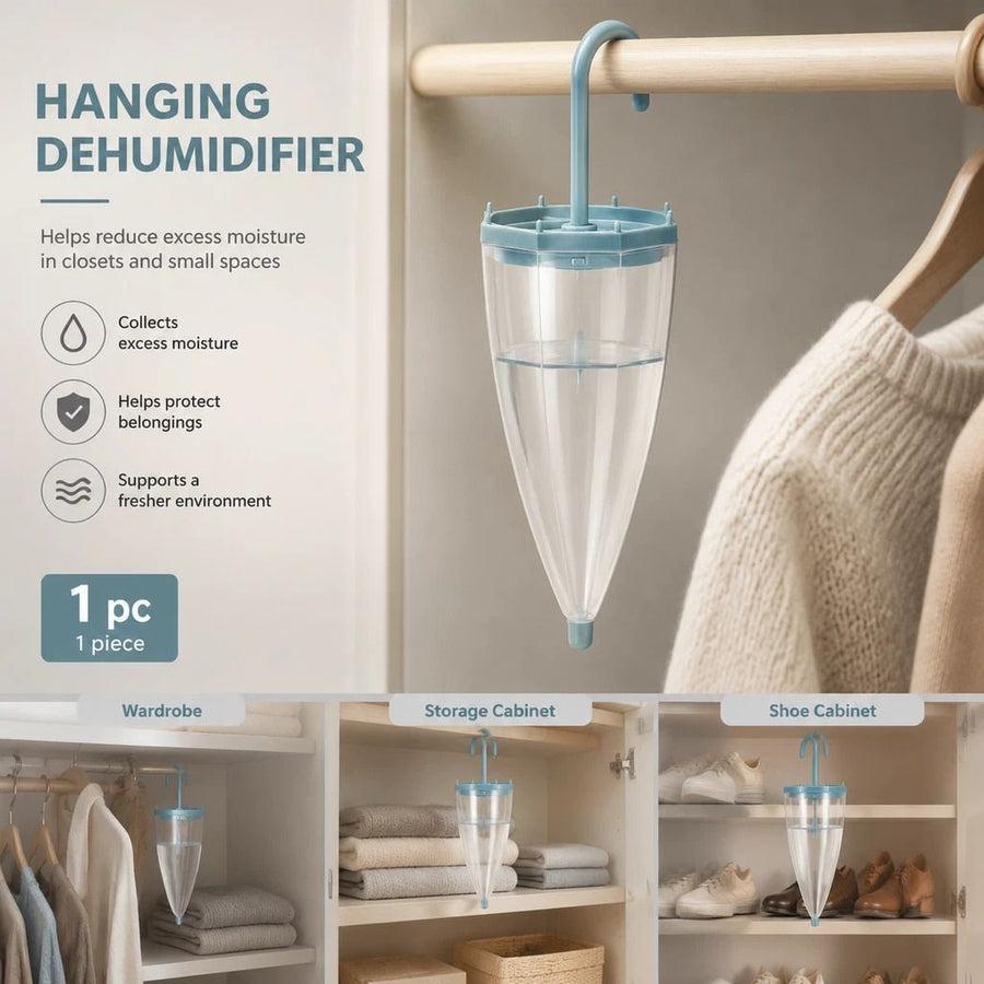 Scented Suspended Moisture Absorber Caddy, Cosy Clean Wardrobe Space, Anti-Mildew Deodoriser For Bedroom Storage Nooks, Blue