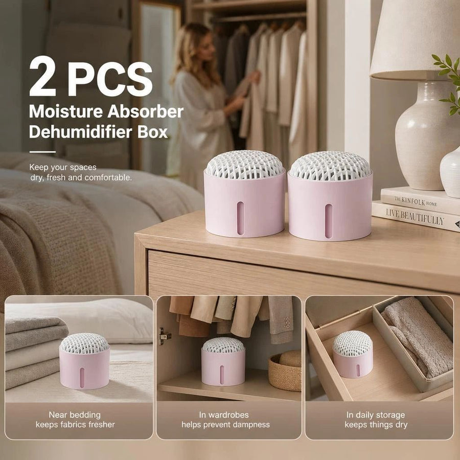 2 Pack Purple Tabletop Anti-Mildew Dry Boxes, Revive Stuffy Office & Bedroom Drawers, Full Matching Desiccant And Scent Sheet Included
