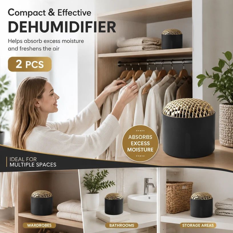 Twin Pack Black Mini Tabletop Deodorising Boxes, Streamline Multi-Drawer Storage, Maintain Dry Odour-Free Surroundings Daily