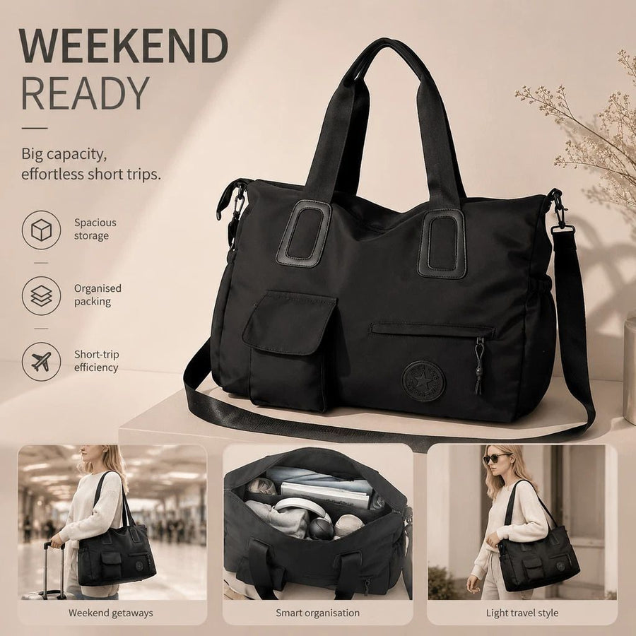 Lightweight Large Capacity Travel Gym Bag, Casual Shoulder & Hand Carry Pack, Black