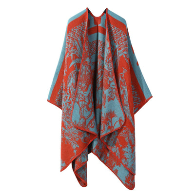 Everyday Fashion Knit Cape Poncho, Soft Faux Cashmere Material, Fresh Soft Orange