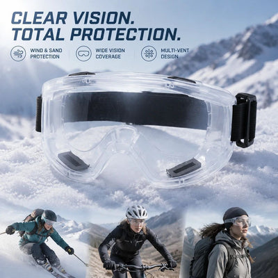 Sentimental Anti-Fog Wind Goggles, HD Shockproof Lens, White Frame Clear Anti-Fog