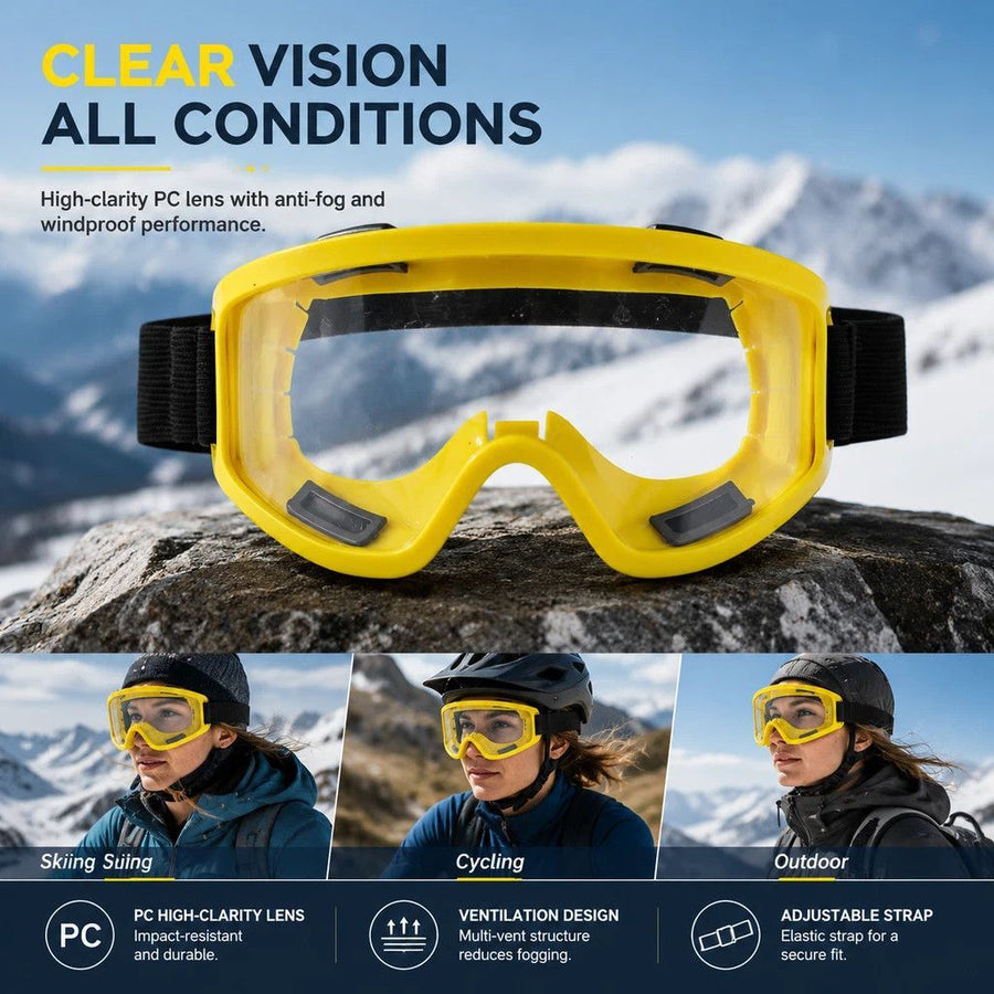 Warm Token Multi-Scene Anti-Fog Safety Goggles, Yellow Frame Clear Anti-Fog