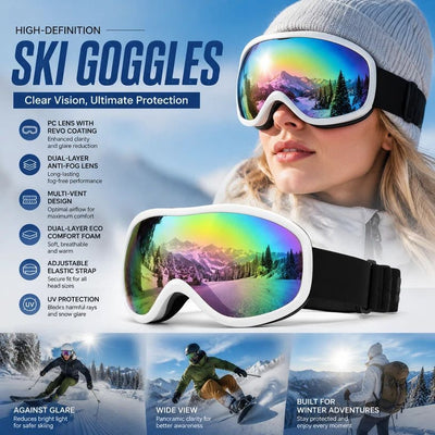 Lovely Casual Gift For Skiers, Wind Resistant Anti-Reflection Ski Glasses Soft Pink Lens, White Frame