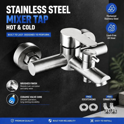 Ideal Home Renovation Gift Hot Cold Mix Tap Bathroom Switch Hardware, Triple Rotating Model Complete Accessory Pack