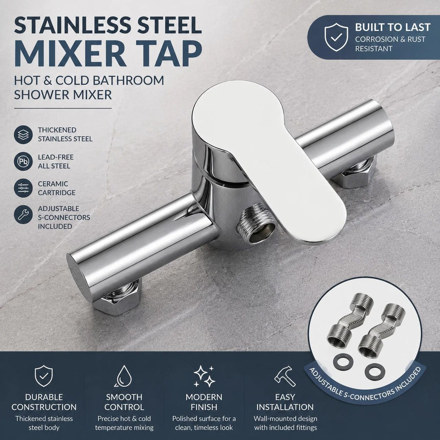 Premium Bathroom Keepsake Gift Stainless Steel Hot Cold Mix Tap, Matte Black Shower Complete Accessory Kit
