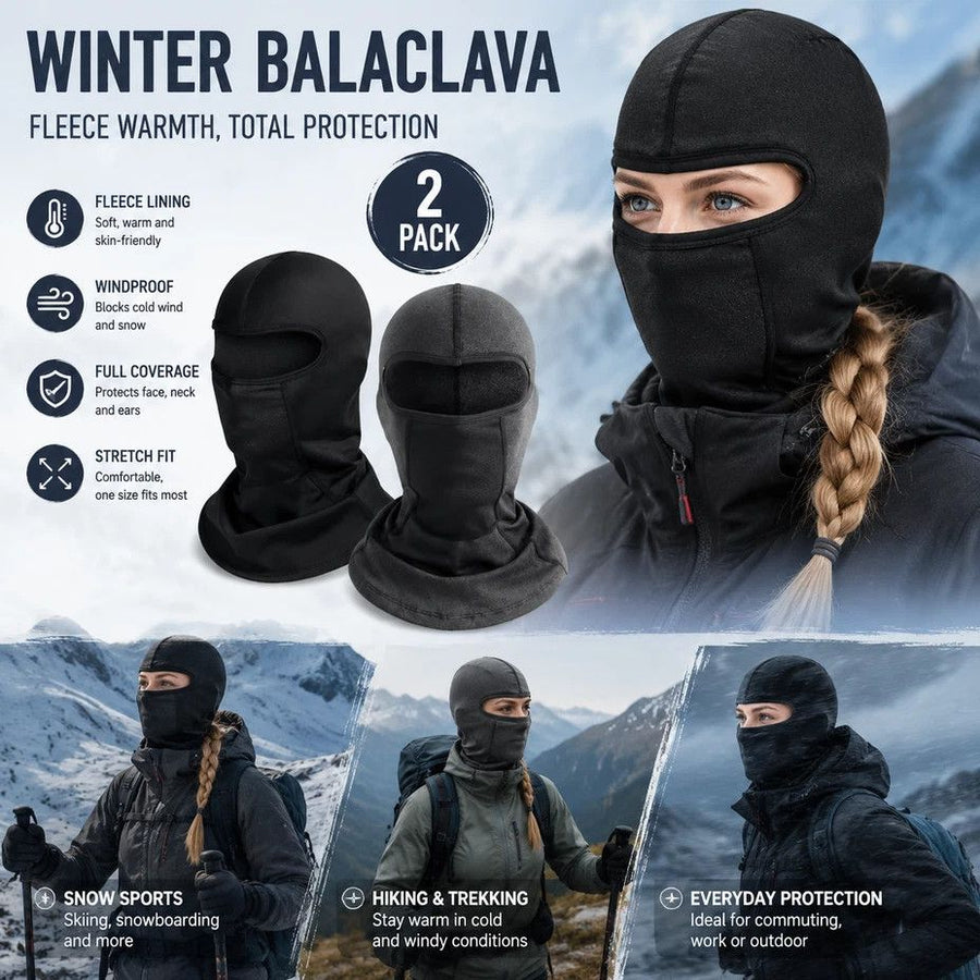 Coldproof Neck Cover, Grey & Black Long Style, One Size, 2 Pcs