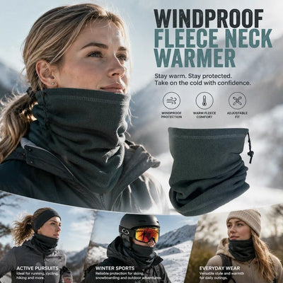Practical Outdoor Winter Present Polar Fleece Drawstring Neck Tube, Dark Grey, Cold Resistant Face Cover