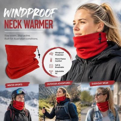 Heartfelt Snow Sport Present Polar Fleece Drawstring Neck Tube, Bright Red, Windproof Neck Mask