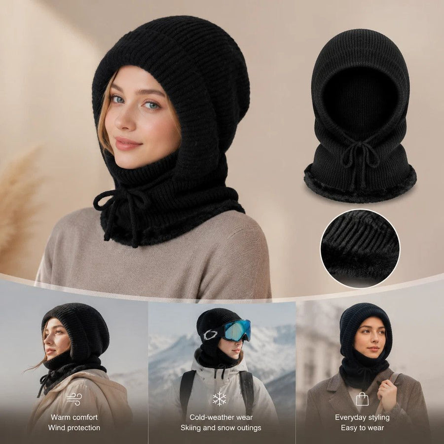 High-Grade Ladies Snow Knit Hat Black One Size, Trendy Cut For Ski Short Breaks & Everyday Fashion Matches