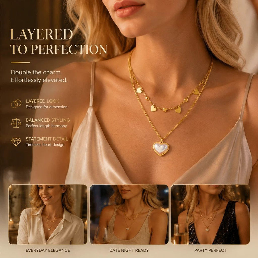 Delicate Retro Layered Necklace Set, Fine Luxury Gold Coated Stainless Steel Everyday Jewellery