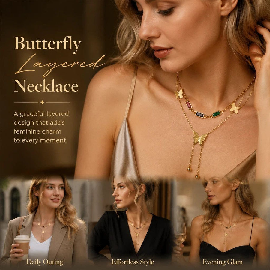 Lovely Vintage Two-Tier Stack Necklace, Tiny Dainty Gold Plated Stainless Steel Casual Neckwear