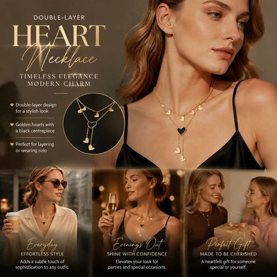 Premium Retro Layered Double Chain, Elegant Minimal Luxury Gold Dipped Stainless Steel Party Jewellery