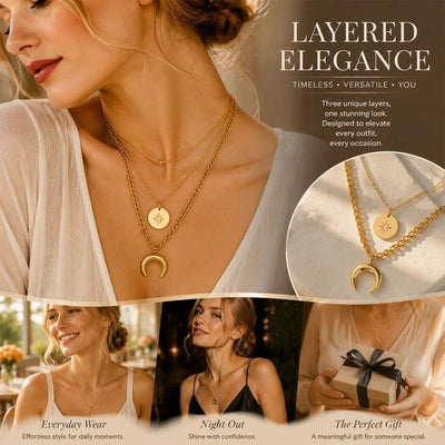 Sweet Vintage Double Layer Stack Necklace, Understated Dainty Gold Plated Stainless Steel Outfit Accessory