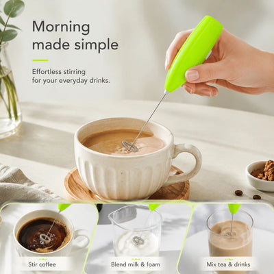 Compact Handheld Electric Egg Beater, Stainless Steel Mixer For Kitchen, Coffee & Milk Tea Drinks, Green