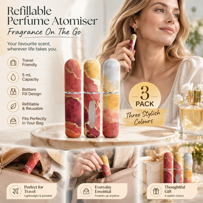 Bold Flame Tone 5ml Travel Refillable Perfume Bottle, Bottom Filling Holiday Scent Container 3 Pack, Flame Red