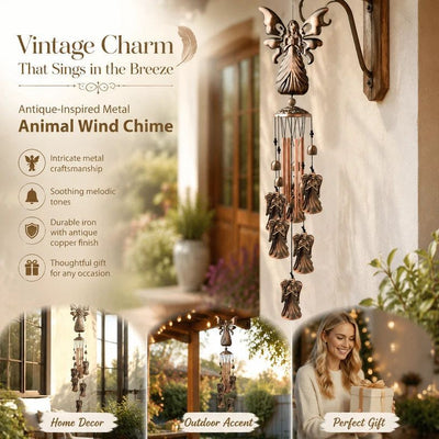 Vintage Iron Craft Angel Wind Spinner, Hollow Copper Bell Hanging Ornament For Courtyard, Nice Holiday Decor Gift