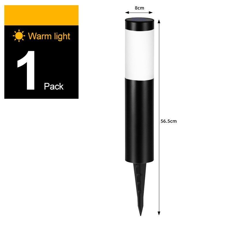 Outdoor Solar Cylinder Landscape Light, Rustproof Stainless Steel LED Lawn Lamp, Black Warm White, 56.5x8cm, Ideal Holiday Patio Decoration Gift