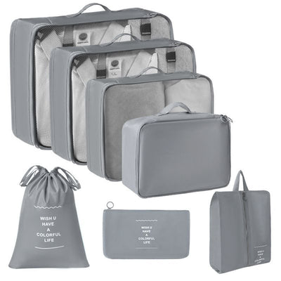Portable Travel Clothing Organizer Bags, Suitcase Packing Pouches For Travel Trip, Upgraded 7 Pcs Collection, Grey, Ideal Housewarming Travel Gift