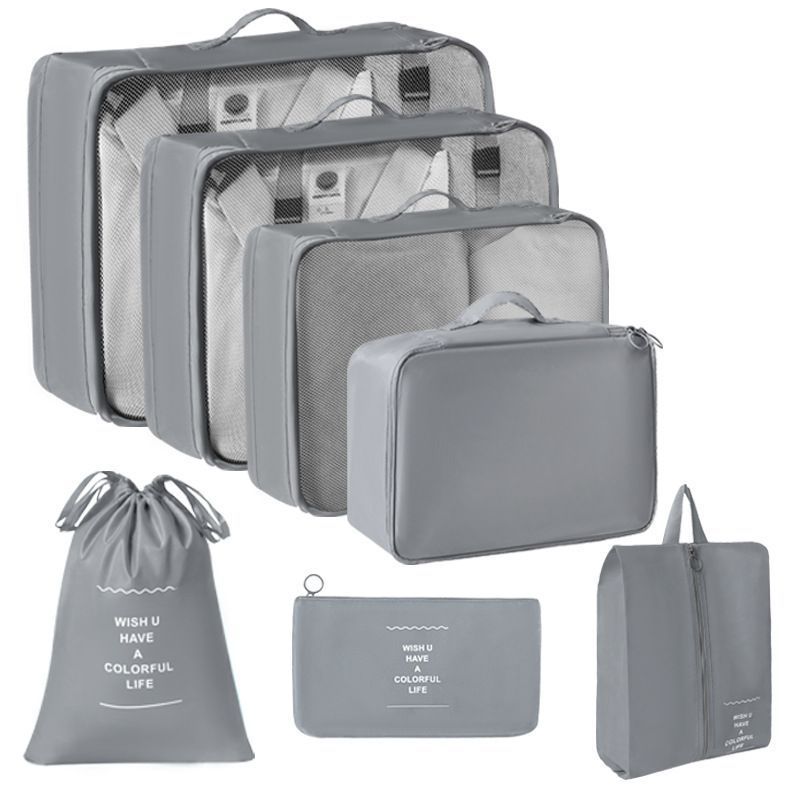 Portable Travel Clothing Organizer Bags, Suitcase Packing Pouches For Travel Trip, Upgraded 7 Pcs Collection, Grey, Ideal Housewarming Travel Gift
