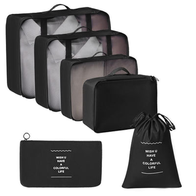 Travel Clothing Sorting Pouches For Luggage, 6 Pcs Portable Garment Organizer Kit, Black, Practical Short Journey Accessory Gift