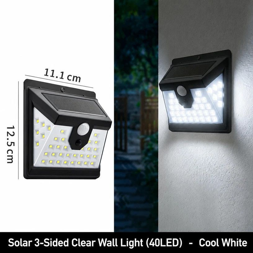 Solar LED Wall Light With Motion Sensor, Waterproof Outdoor Lighting, 3-Sided Transparent Design, Ideal For Courtyard & Garden Decor, Nice Housewarming Gift