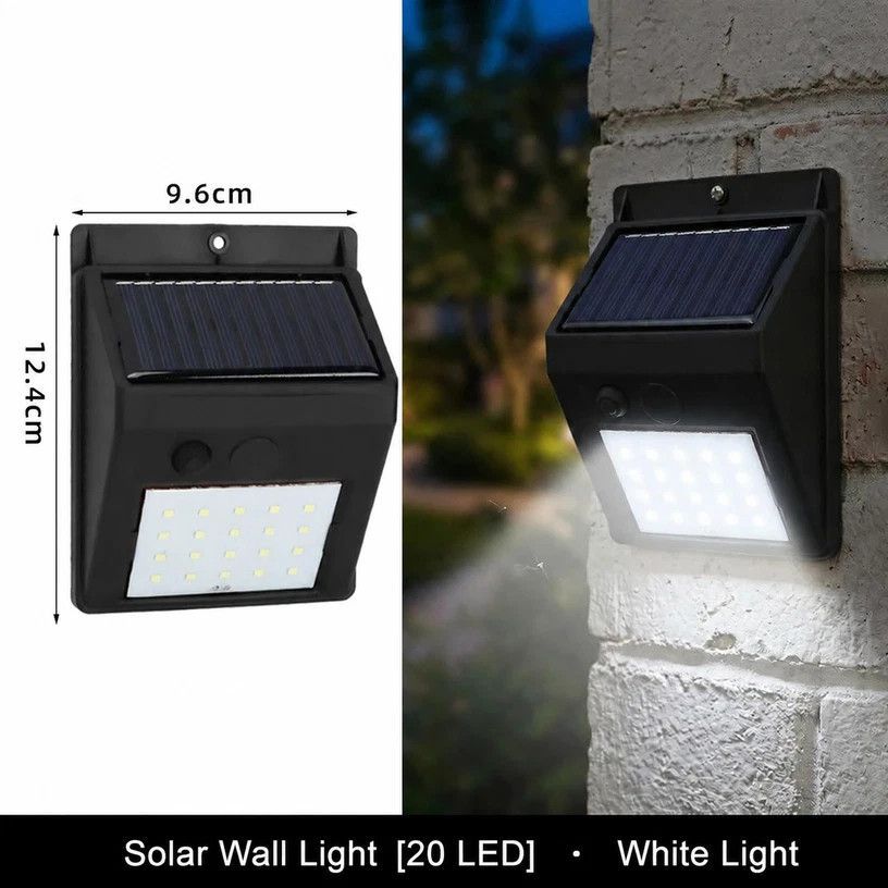 Solar Triangular Wall Light, Single Side 20 LED, Light Control Function, Waterproof Human Sensor Outdoor Lamp, Perfect Yard Lighting Gift