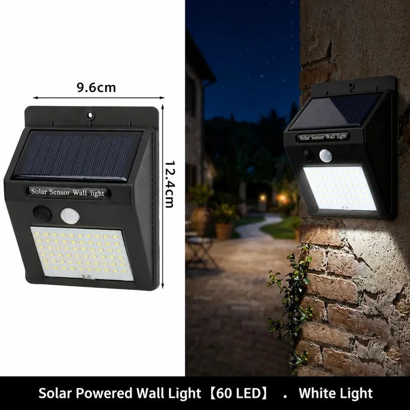 Solar Triangular LED Wall Light, Single Side 60 LED, Waterproof Human Induction Lamp, Elegant Landscape Lighting Present