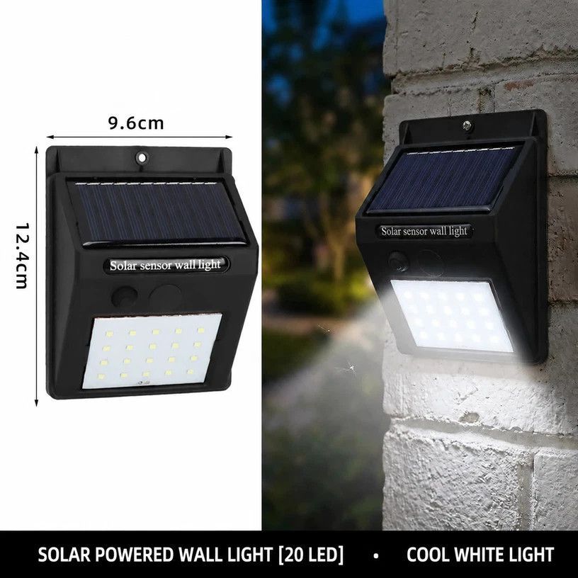 Solar LED Wall Light, Single Side 20 LED, Human Motion Induction, Weatherproof Courtyard Lamp, Thoughtful Outdoor Home Gift