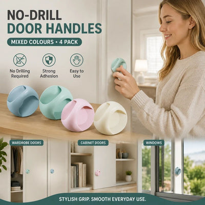 Punch-Free Self Adhesive Pull Handles, Mixed Color Blue Green Pink White, Stick On Handle For Cabinet & Sliding Door, 4 Pcs, Multi-Scene Home Gift