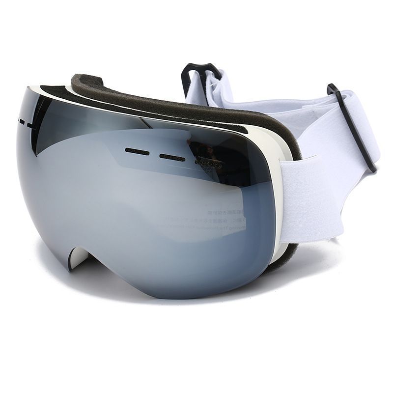 Outdoor Windproof Spherical Snow Goggles, Anti UV Anti-Fog Ski Protective Eyewear For Snowboarding, White Strap Transparent Grey Lens, Versatile Winter Sports Gift