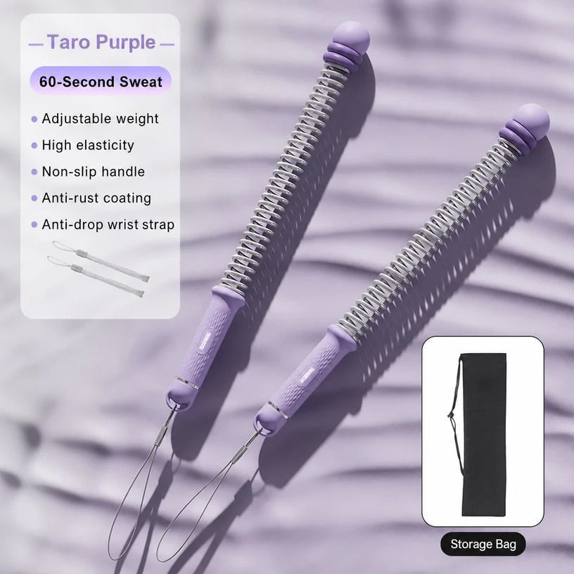 No Cable Training Battle Rope, 3.09 Lbs A Pair, 16.93in Purple, Cordless Spring Workout Rope For Body Shaping, With Storage Bag, Perfect Home Gym Gift
