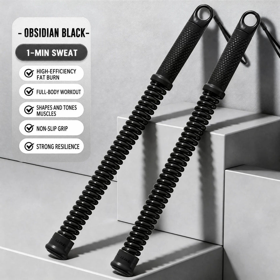 No Cord Spring Battle Rope, 2.18 Lbs A Pair, 16.93in Black, Indoor Outdoor Arm & Muscle Fitness Training Swing Rope, Compact Workout Equipment